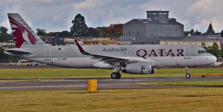 A320 de Qatar Airways, en Farnborough / Foto: Airbus