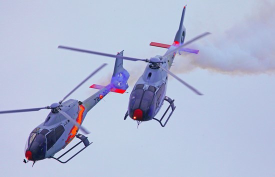 Helicópteros de la Patrulla Aspa, el viernes día 26 / Foto: Josep Ventura