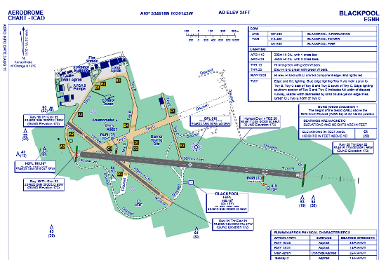 Mapa del aeropuerto de Blackpool