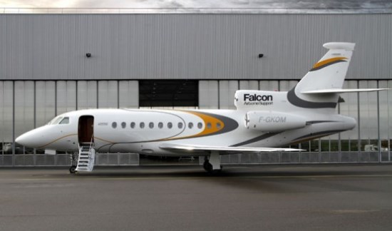 Uno de los Falcon 900 que dan asistencia a los clientes de Dassault Aviation