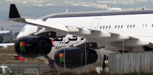 El A340 de Gadafi, fotografiado en Perpiñán en diciembre de 2012 / JFG