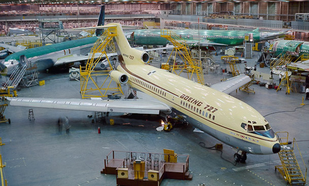 Foto histórica de la fabricación del Boeing 727 - Museum of Flight